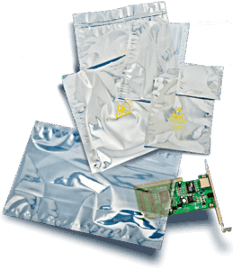 Pile of anti-static bags and computer parts