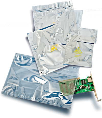 Pile of anti-static bags and computer parts