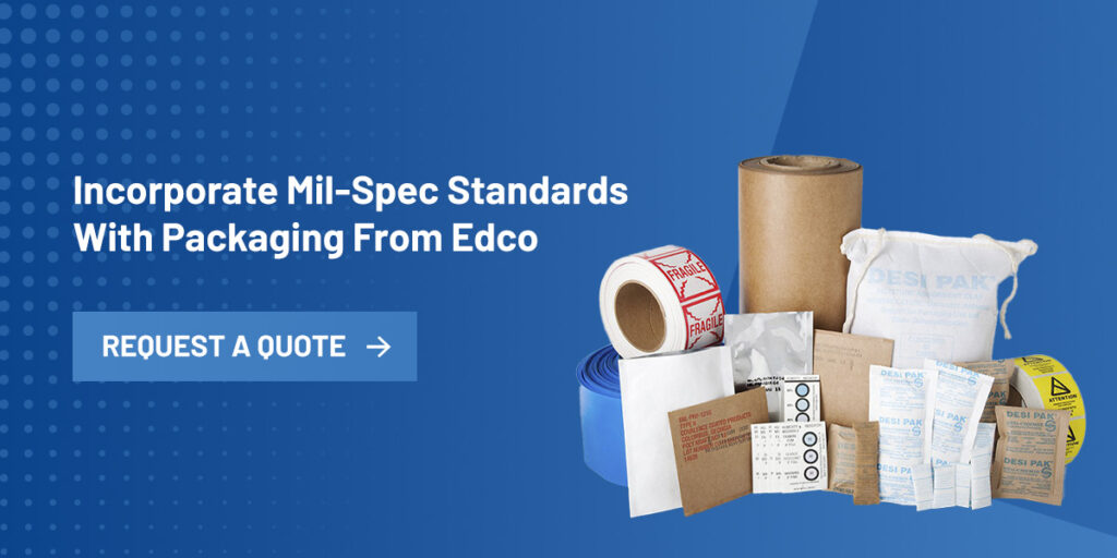 Pile of various mil-spec packaging products from Edco